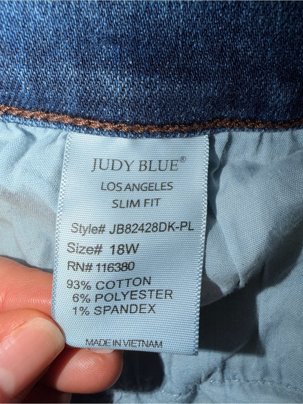 Judy Blue Slim Fit Jeans 18W Medium Wash Stretch Plus Size - Picture 12 of 13